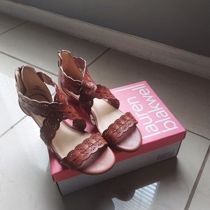 LAUREN BLAKWELL WOMENS BLYTHE WEDGE SANDAL - COGNAC